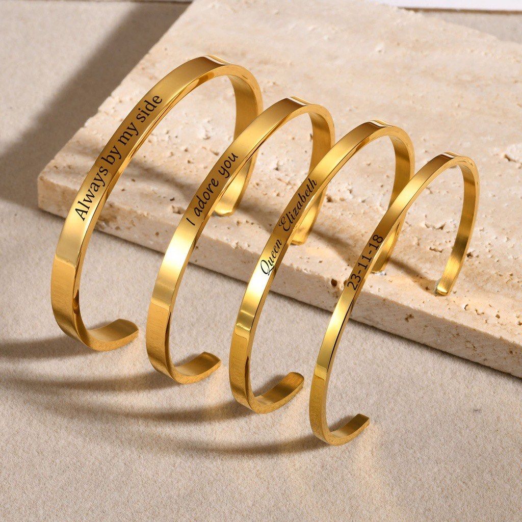 Custom Gold Name Text Cuff Bracelet Luxury Accessories on Carousell