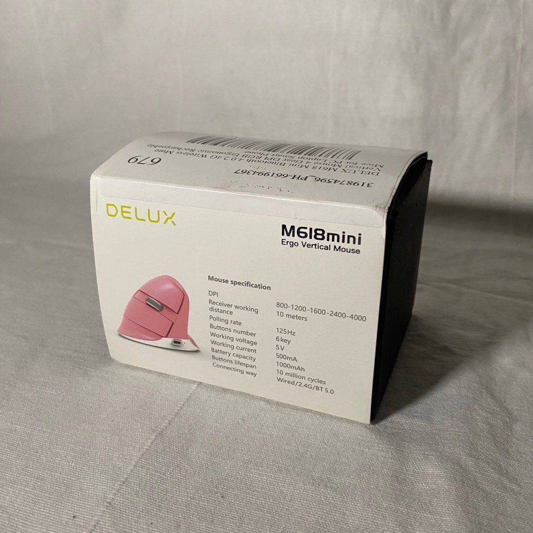 Delux M618 Mini Silent Ergonomic Mouse (Category: Mouse & Mousepads) located in Manila. Submitted by trishabb (Listing ID 1268254067, Image 3). Description: • Bought from LazMall • Rechargeable • Can be connected via bluetooth or dongle receiver.