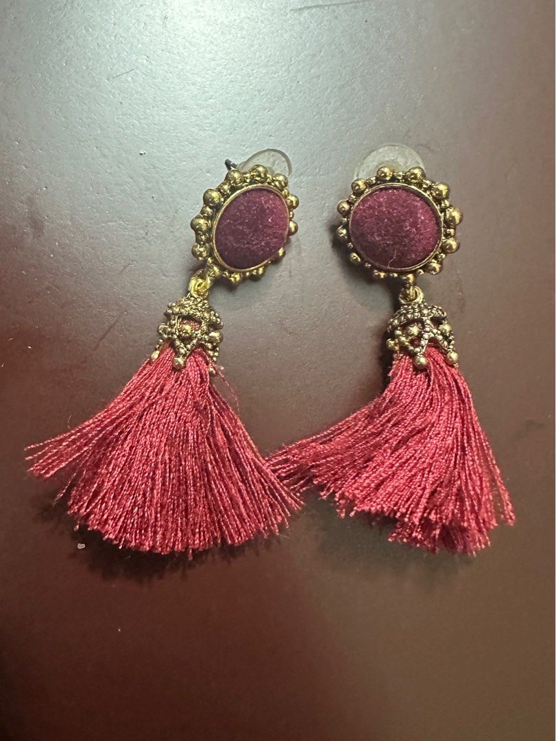 Maroon discount long earrings