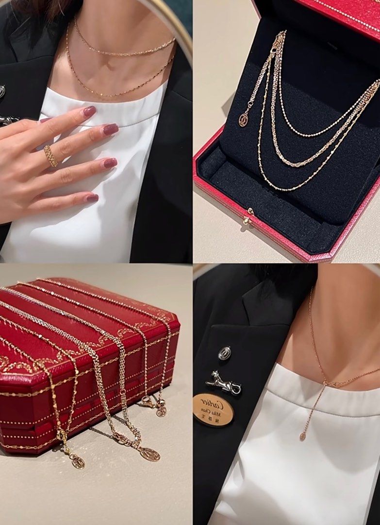 FULL SET CARTIER TRINITY CHAIN NECKLACE Luxury Accessories on
