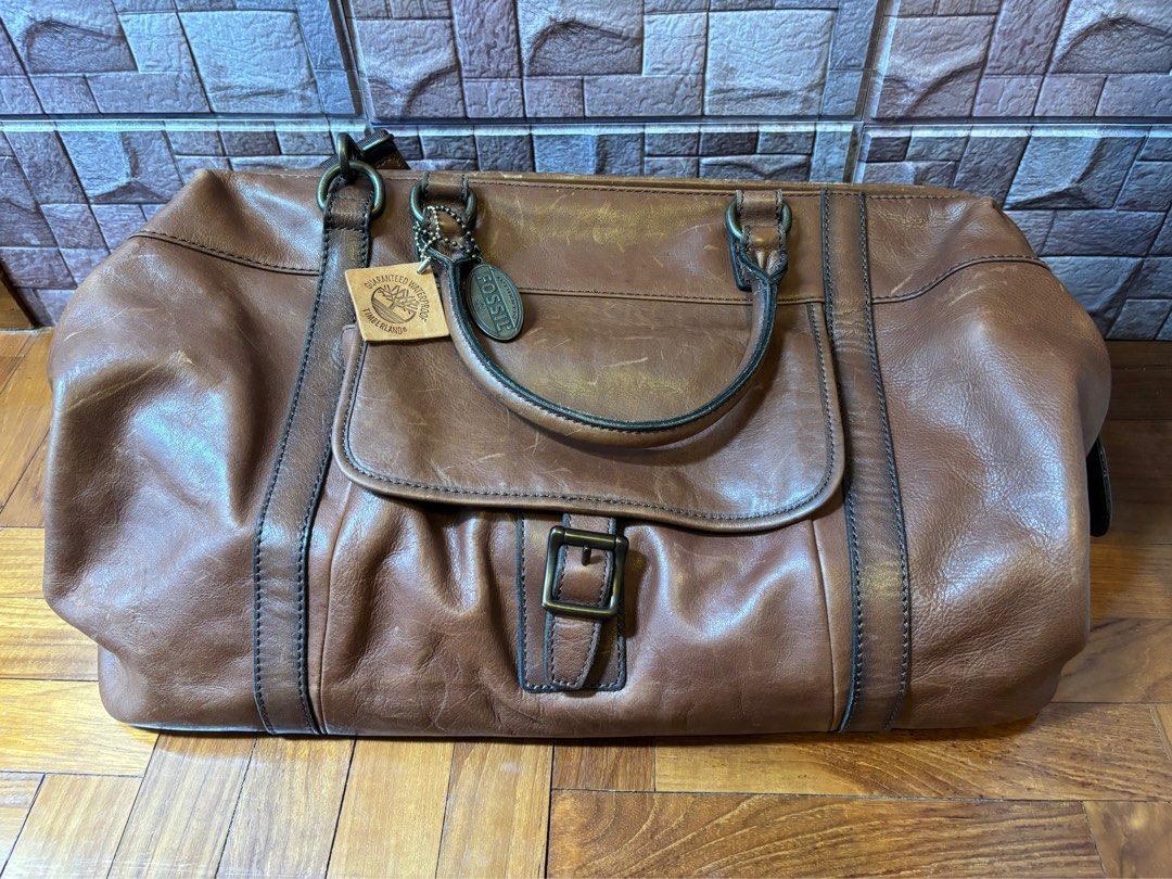 Fossil leather duffle bag top
