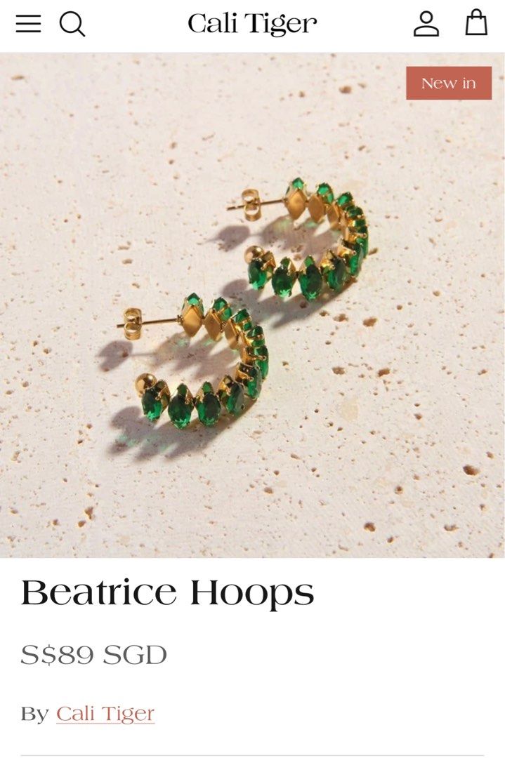 Gold hoops earrings with green stones Women s Fashion Jewelry