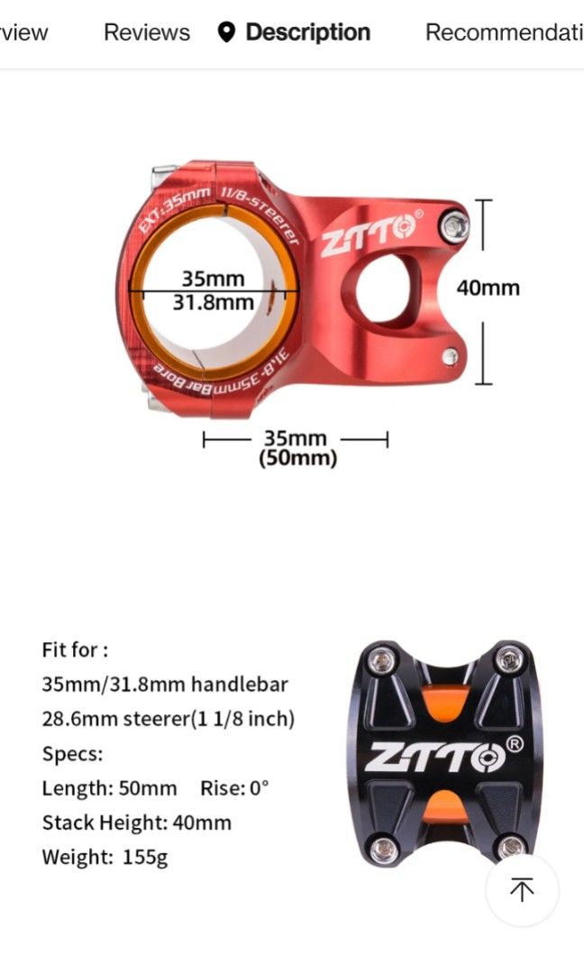 Gold ZTTO Handlebar Stem 31.8mm Sports Equipment Bicycles