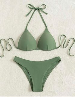 SHEIN Swim Vcay Tropical Print Bikini Set Halter Bra & Boxer