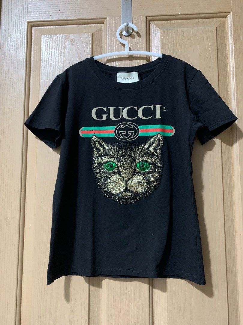 Gucci cat sequin t shirt deals