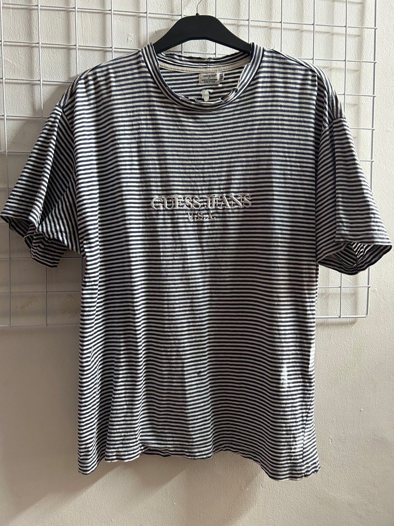 GUESS VINTAGE stripe tee Men s Fashion Tops Sets Tshirts