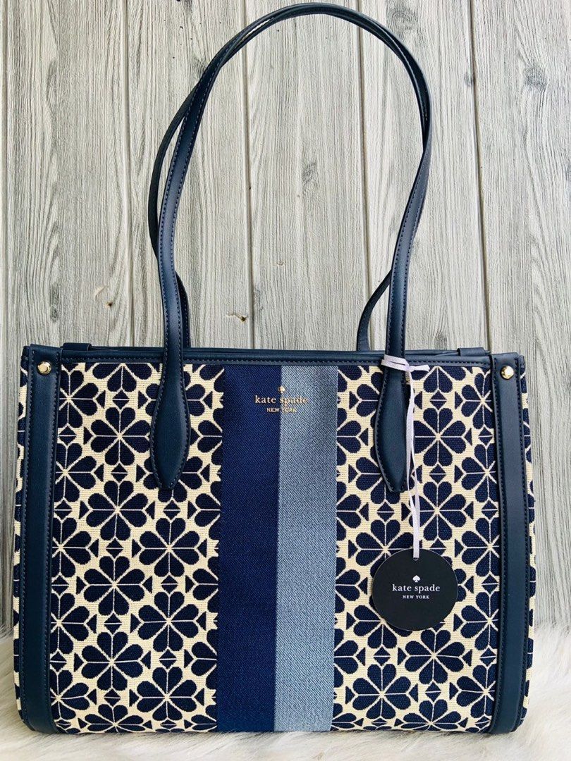 HARGA NET Kate Spade Flower Market Jaquard Medium Tote Bag Blue multi db polos outlet 2.850jt
