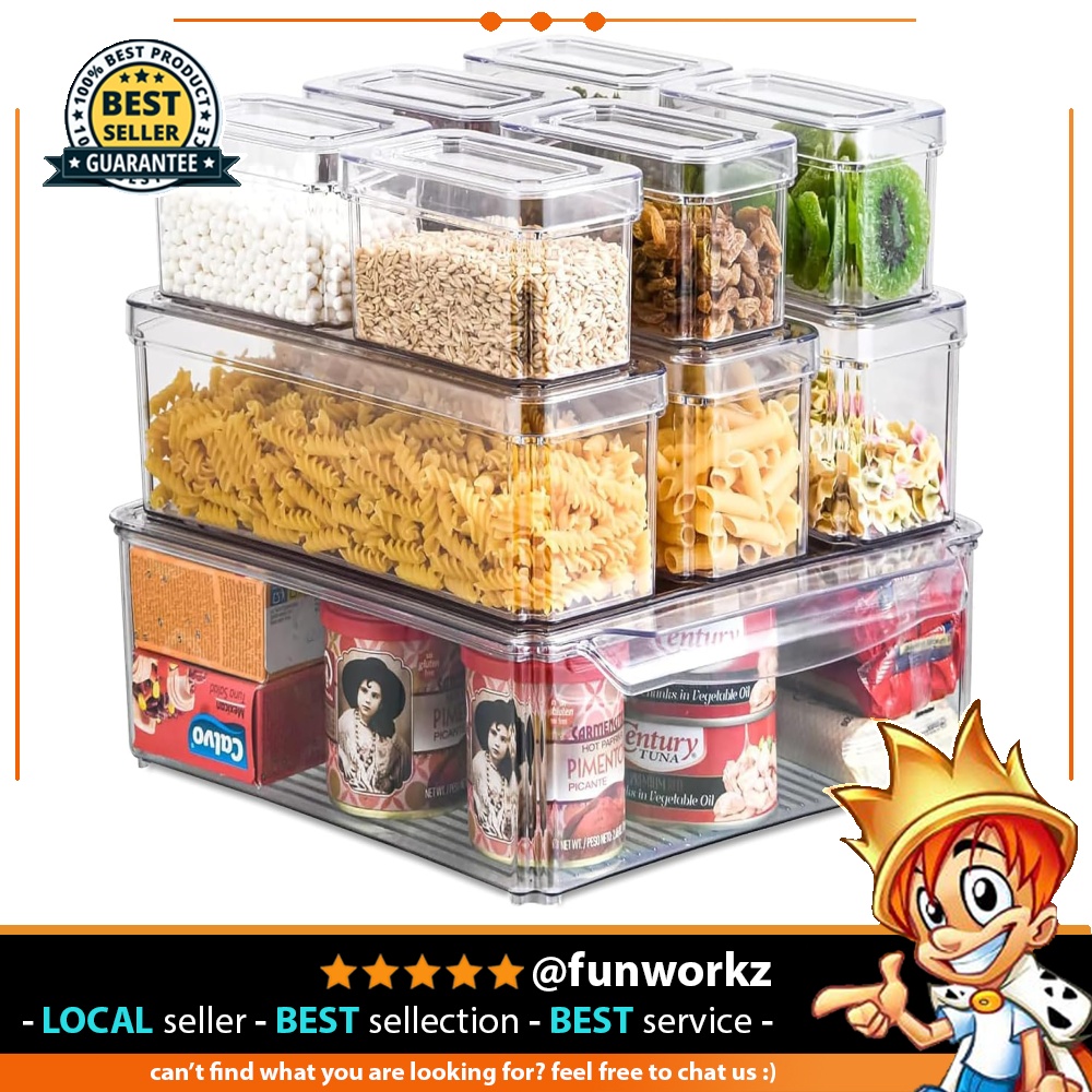 HOOJO Refrigerator Organizer Bins 8pcs Clear Plastic Bins For Fridge