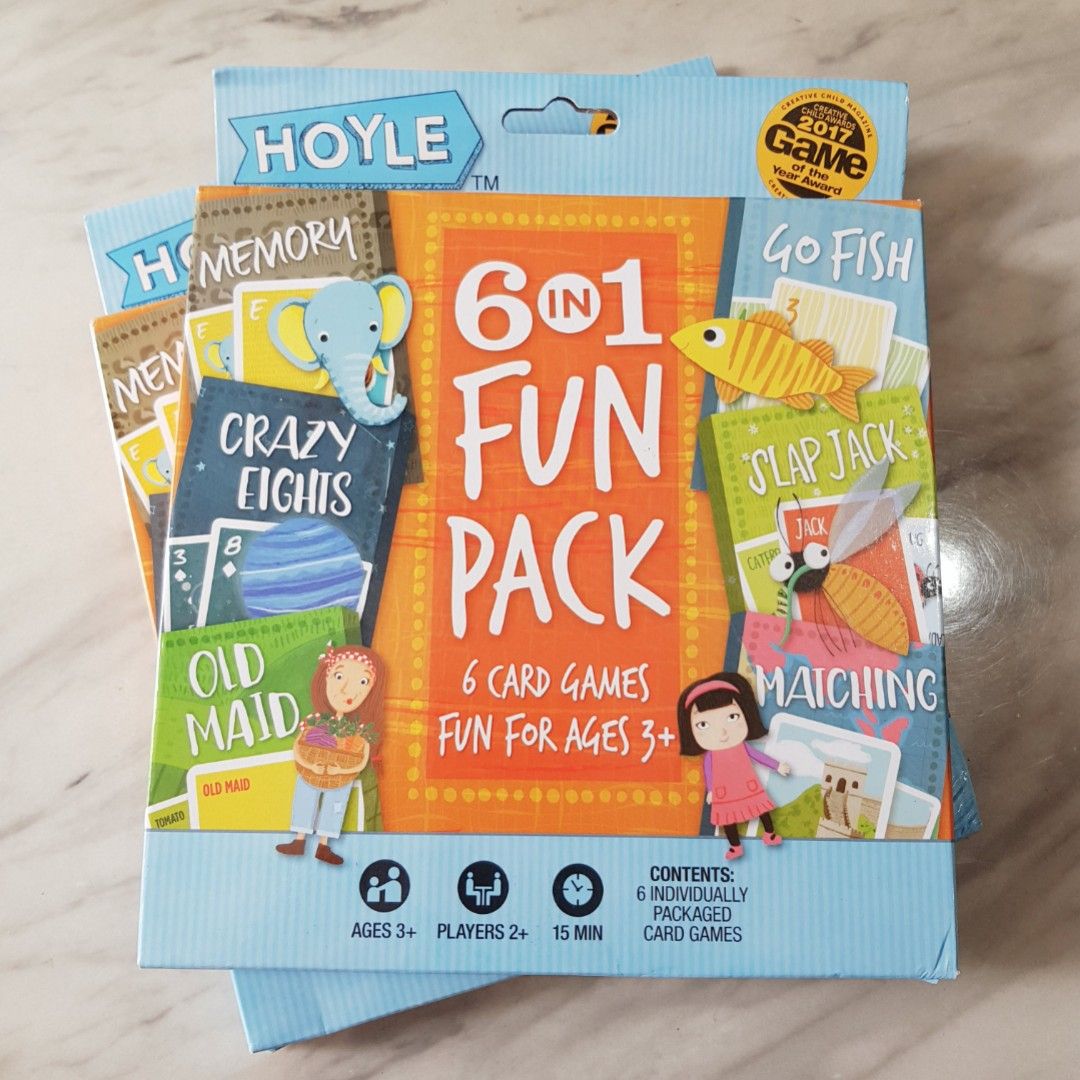 Hoyle 6 in 1 Fun Pack Kids Card Games Ages 3 & Up Memory, Go Fish