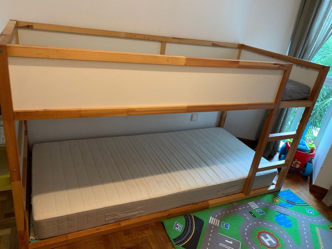 Ikea Bunk Bed KURA + 2 mattresses, Babies & Kids, Baby Nursery & Kids ...