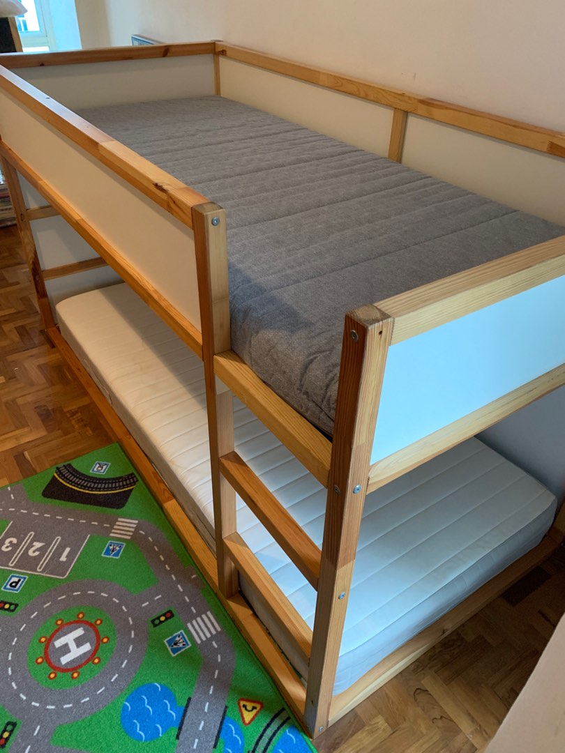 Ikea Bunk Bed KURA + 2 mattresses, Babies & Kids, Baby Nursery & Kids