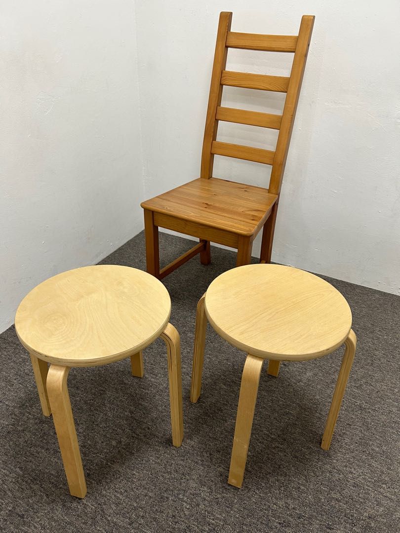 IKEA chair and 2 stools, Furniture & Home Living, Furniture, Chairs on