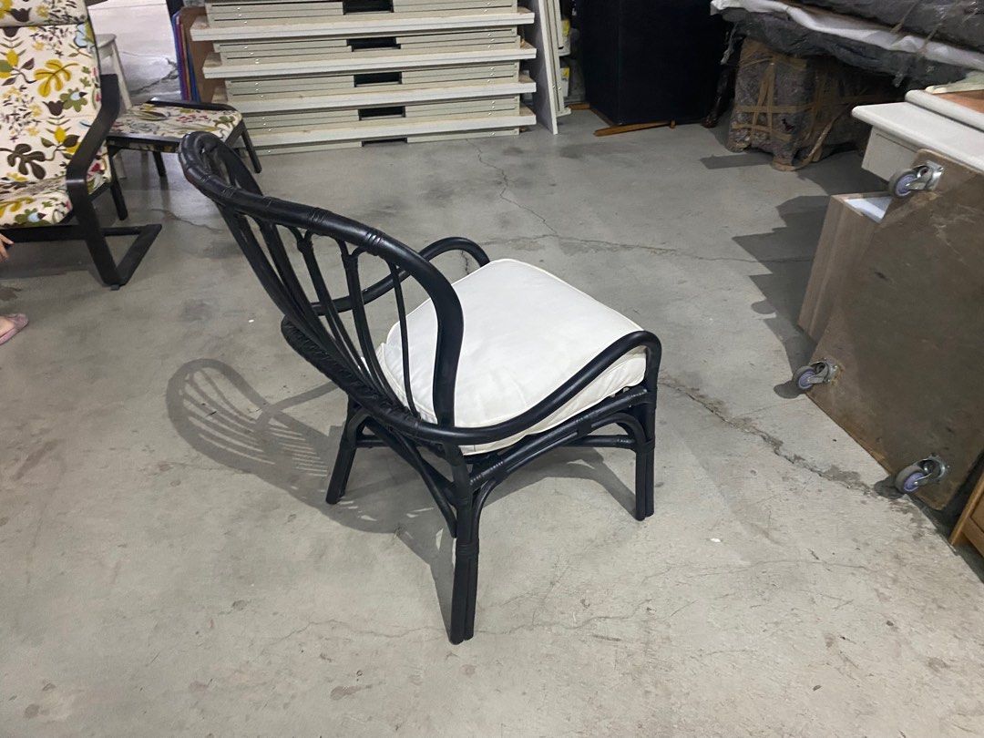 IKEA黑色藤製戶外椅含坐墊(可拆洗)H09136 快樂福二手倉庫（商品都是自取價運送請先詢問)