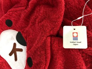 Imabari Japan Red Bear Baby Robe Towel Hooded