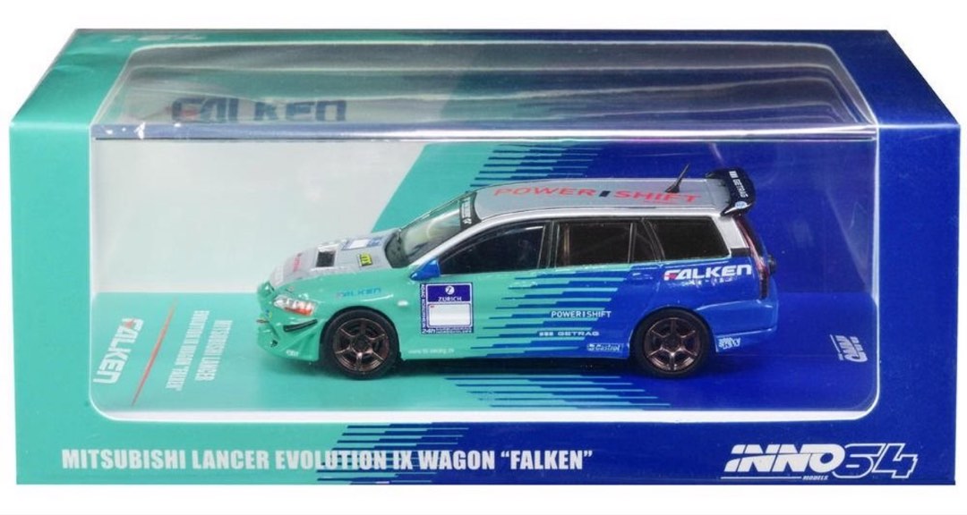 Miniature Tarmac Works 1/64 Mitsubishi Lancer Evo Falken Nürburgring 2010 - Bleu