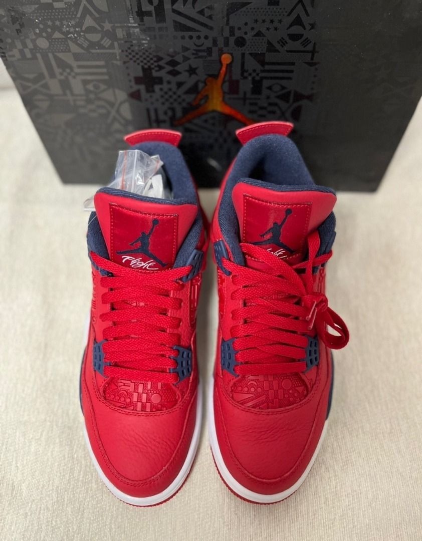 Jordan Air Jordan 4 se fiba gym red 低幫復古籃球鞋男女款黑紅, 男裝