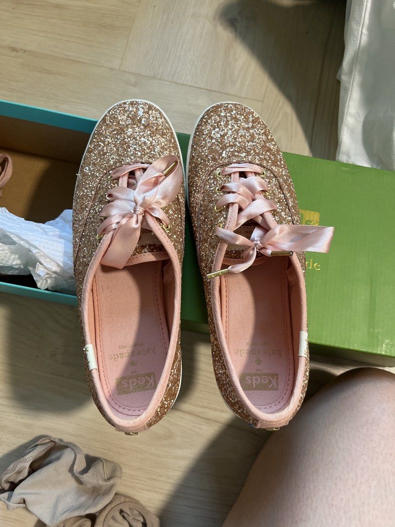 Kate spade x meds rose gold glitter sneakers