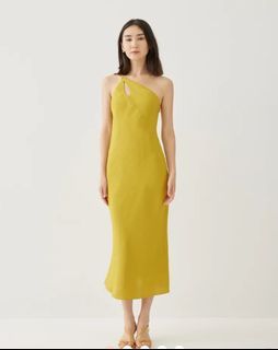 LB charlita linen column midaxi dress in dusty citron