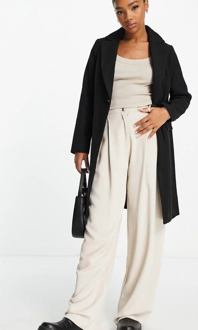 New look black wool coat outlet