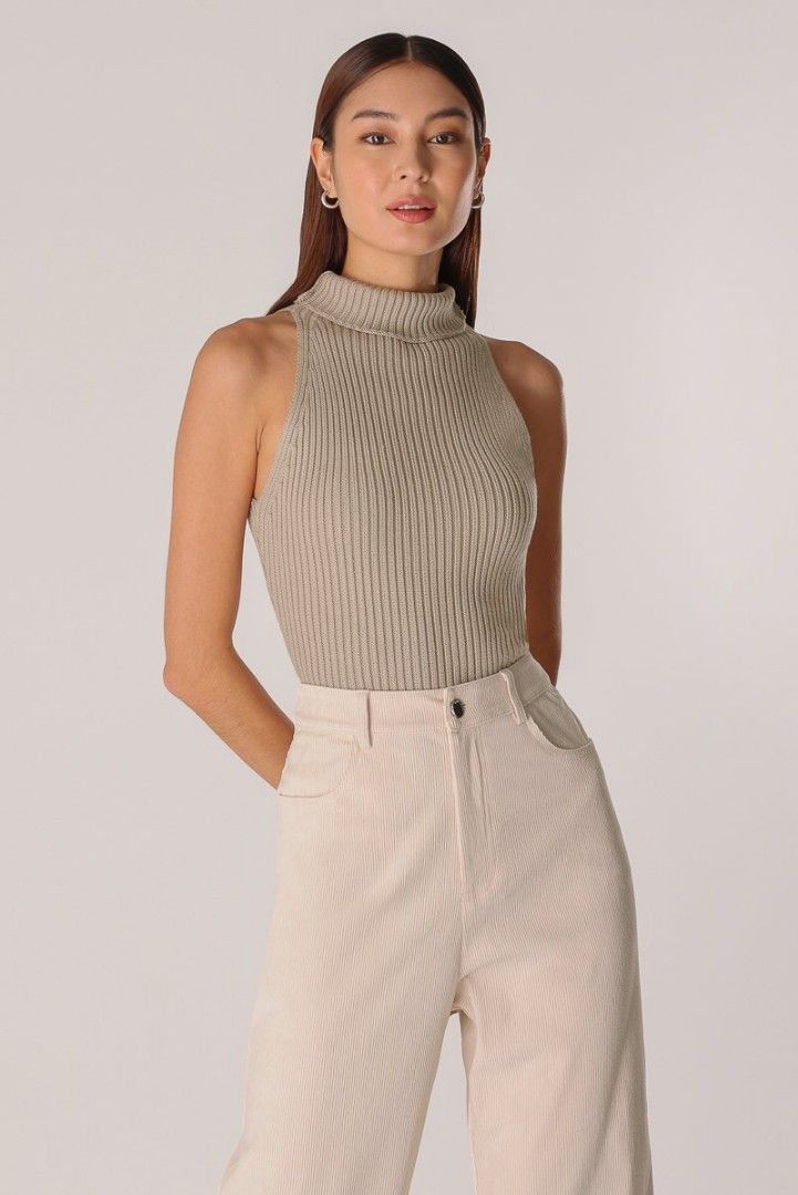 Straight-Neck Knit Top