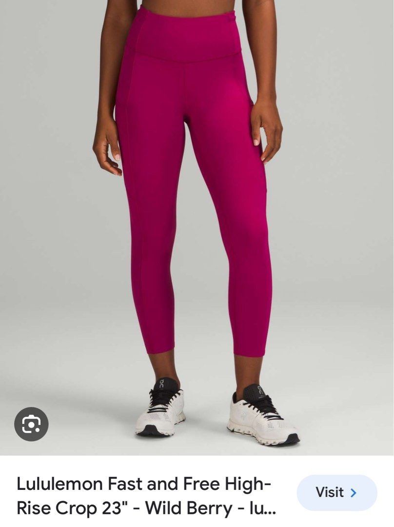 Lululemon fast and free 23” wild berry size 4, Women's Fashion, Activewear  on Carousell