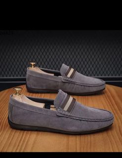 Mens grey 2024 dress loafers