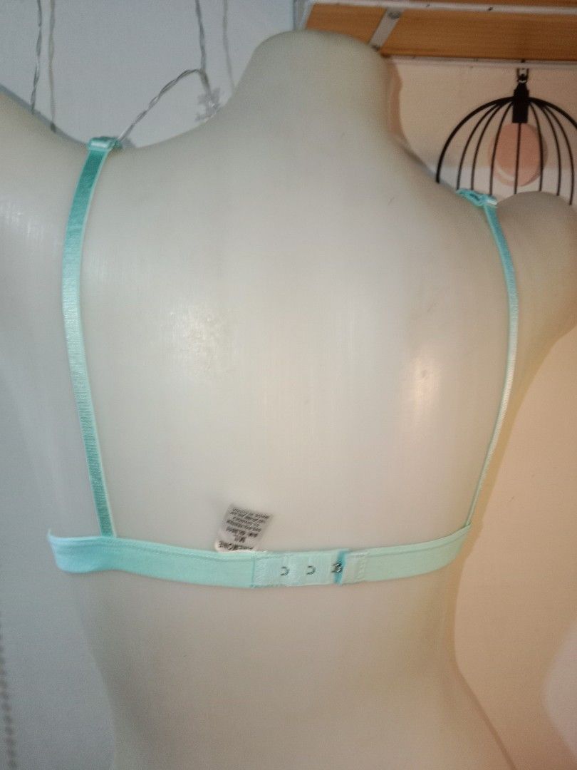 Monki satin bralette with lace trim in mint green