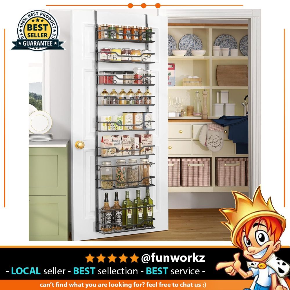  Moforoco 8-Tier Over The Door Pantry Organizer, Pantry  Organization and Storage, Black Hanging Basket Wall Spice Rack Seasoning  Shelves, Home & Kitchen Laundry Room Bathroom Essentials accessories : Home  & Kitchen