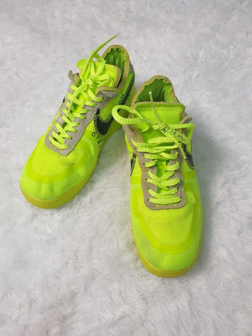 Nike AF1 X Off White Volt, Fesyen Pria, Sepatu Sneakers di Carousell