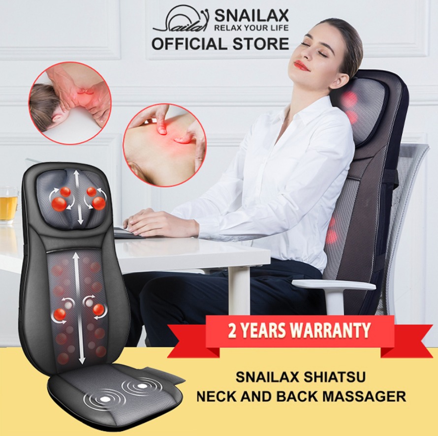 OFFER SNAILAX Neck Back Shiatsu Massager Health Nutrition