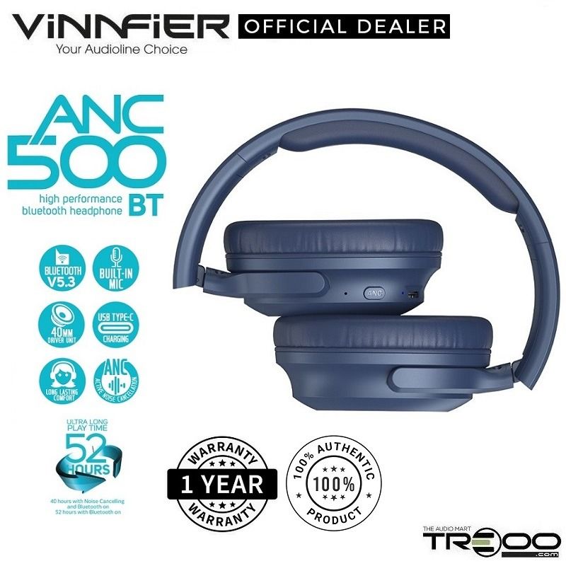 Official Vinnfier ANC 500 BT Wireless Bluetooth Active Noise