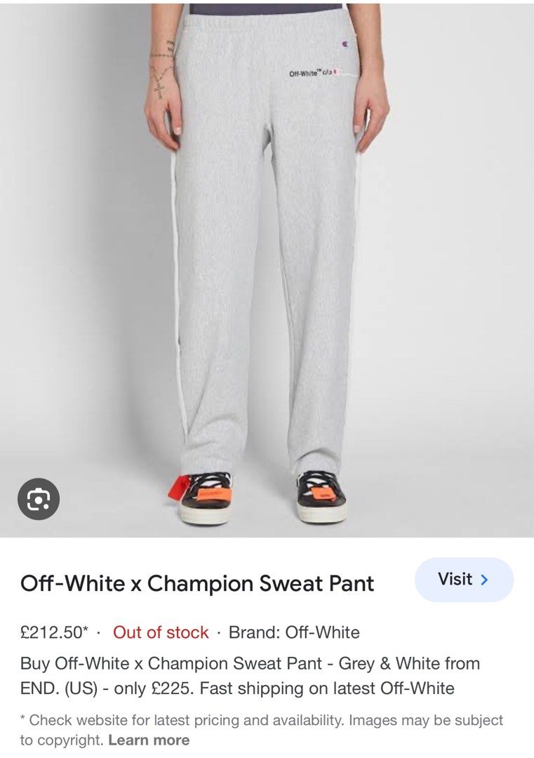 Off White x Champion Sweat Pants Men s Fashion Bottoms Joggers