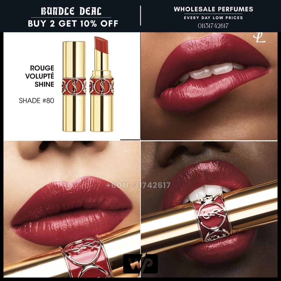 ORIGINAL YSL ROUGE SHINE LIPSTICK 80 Chili Tunique