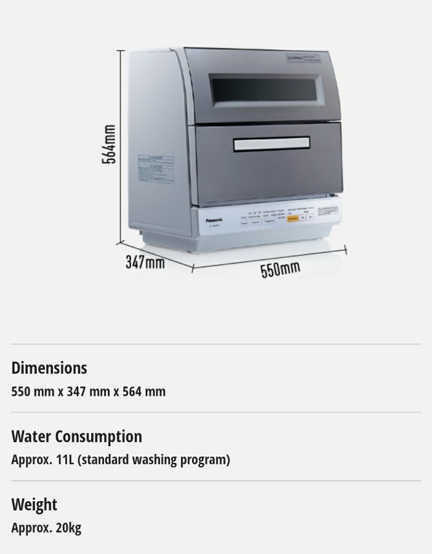 Panasonic Table Top Dishwasher NP TR8hQMY