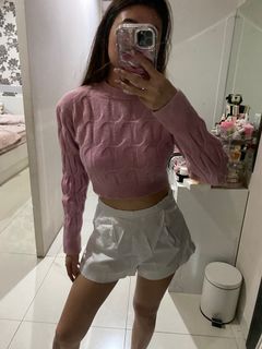 Pink winter crop top
