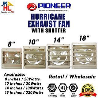 Pioneer Hurricane Exhaust Fan with Shutter (Wall Type)