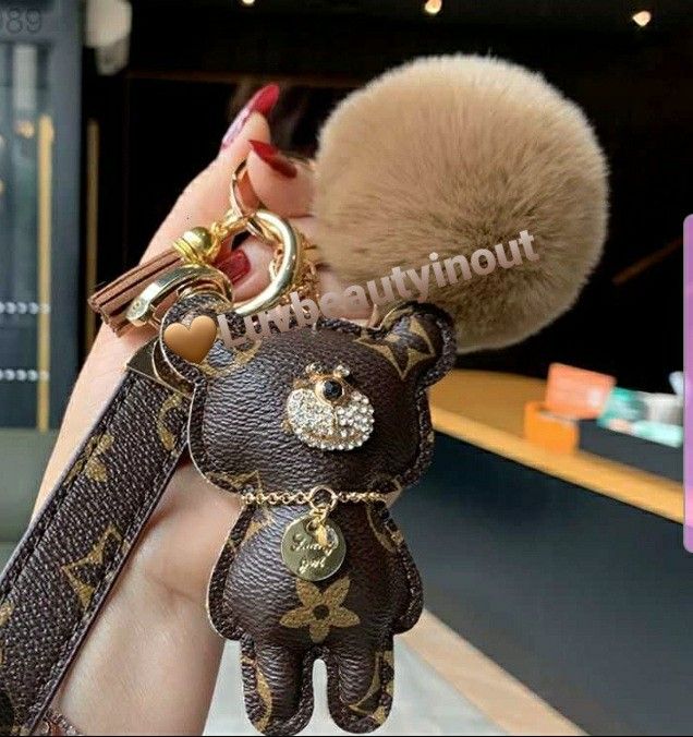 i Posh Designer Leather Teddy Bear Charm Luxury Bag Ornaments