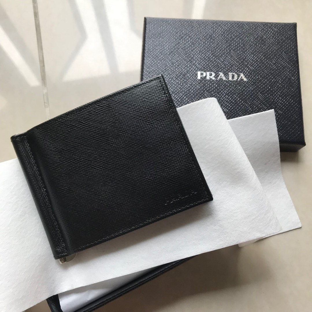 Prada Money Clip Wallet, Luxury, Bags & Wallets on Carousell