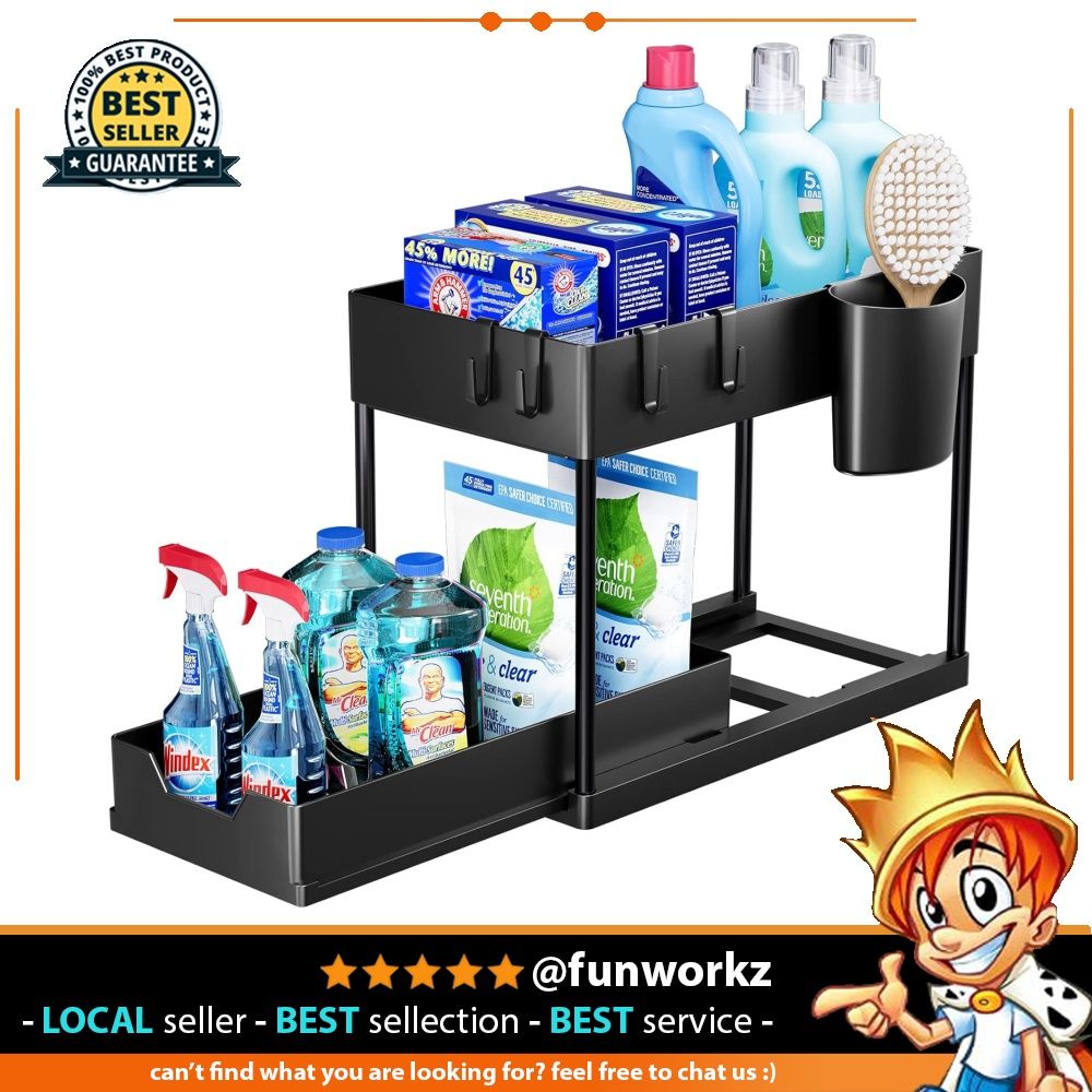 Puricon 1 Pack Under Sink Organizers and Storage Pull Out Sliding