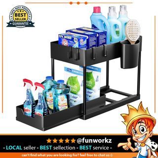 Puricon 2 Pack Under Sink Organizers and Storage 2-Tier Double Sliding  Pull-out Drawer, Under the Sink Organizer Kitchen Multi-purpose Under  Bathroom