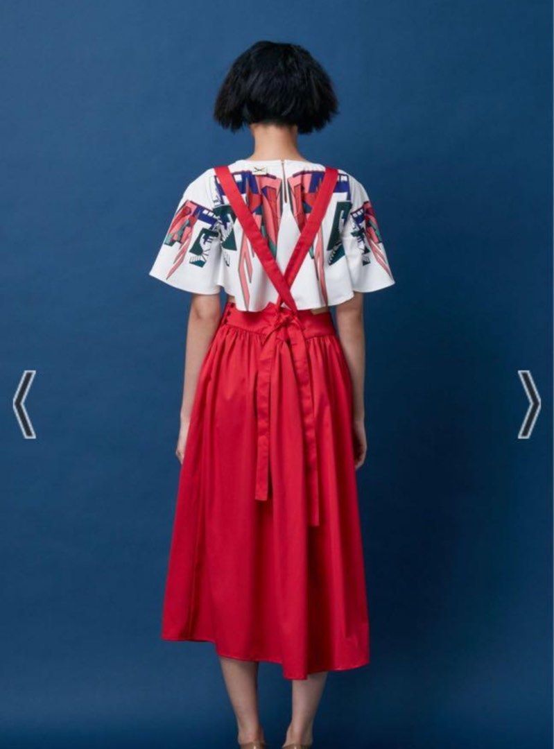 Red pinafore skirt online