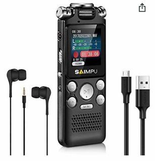 SAIMPU Digital Voice Recorder 8gb Dictaphone with Mp3 Player Spy Recorder Voice Activated Recorder for Lectures, Professional Noise Reduction Rechargeable Recording Device