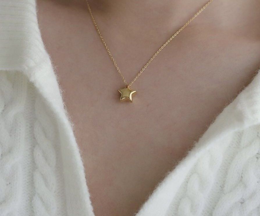 Solid Gold Star Pendant Necklace Women s Fashion Jewelry