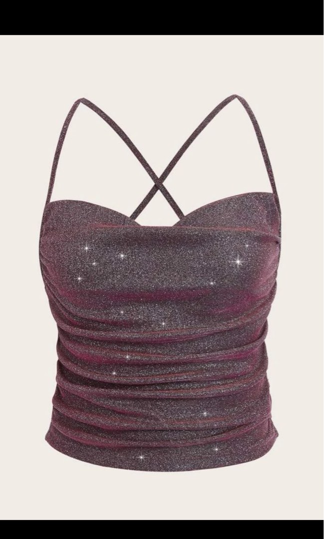 Sparkly Crop Top, Women's Fashion, Tops, Sleeveless on Carousell