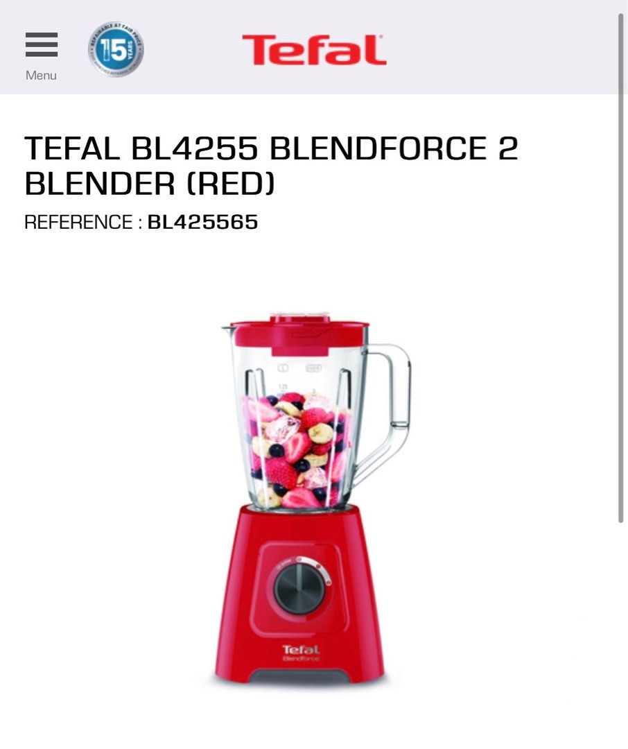 TEFAL BL4255 Blendforce 2 Blender (Red) BL425565