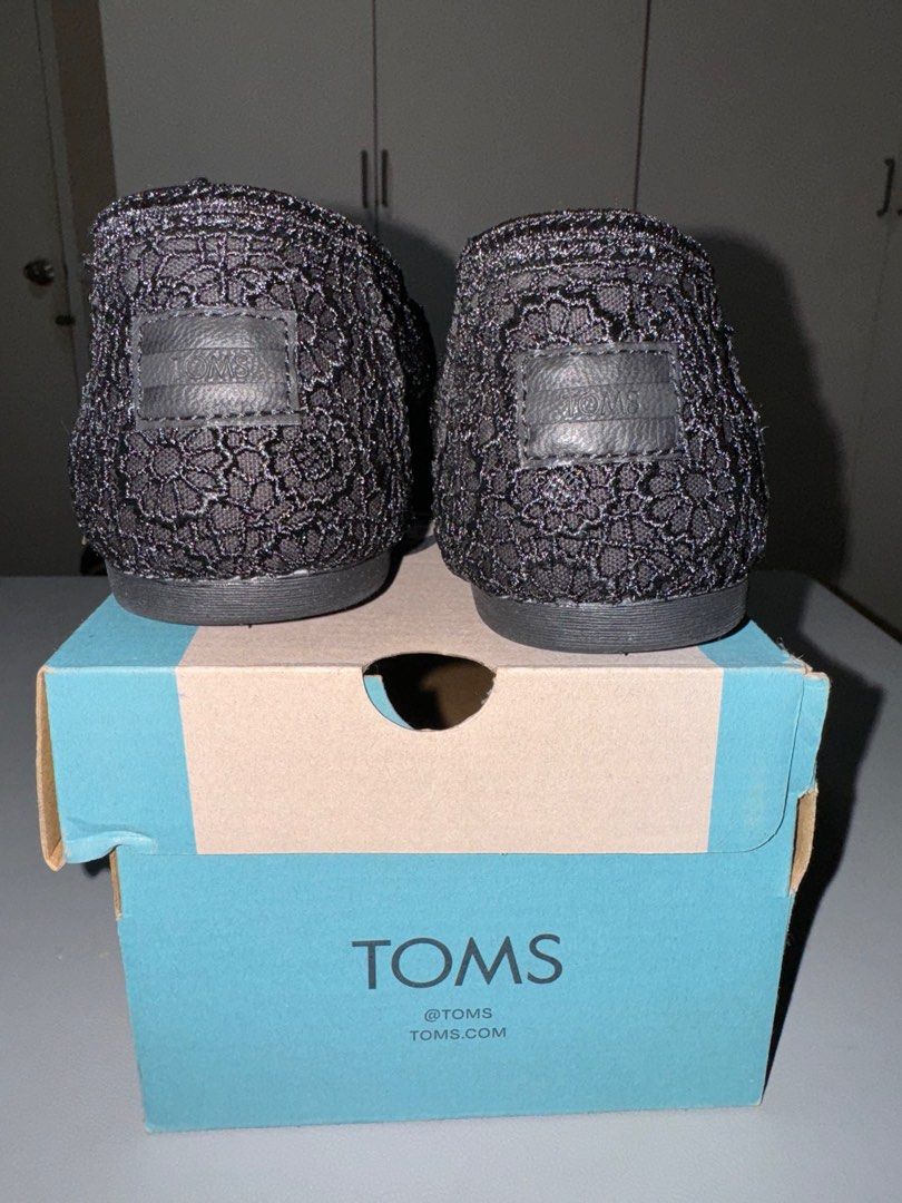 Toms black crochet lace new arrivals shoes