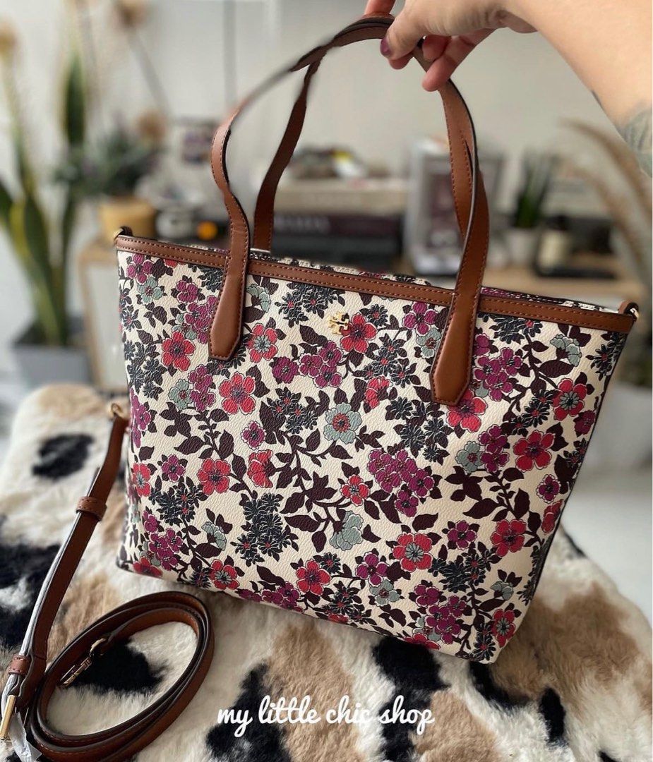 tory burch kerrington small floral zip tote Women s Fashion Bags Wallets Tote Bags on Carousell