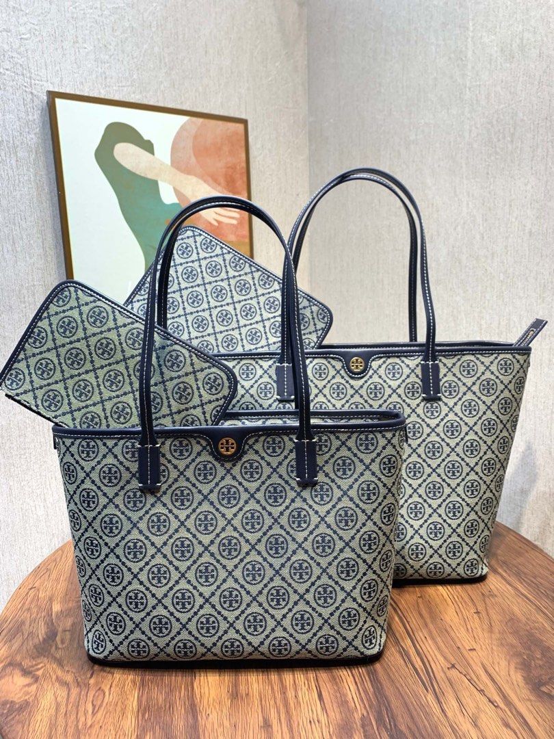 Tory burch blue tote bag deals