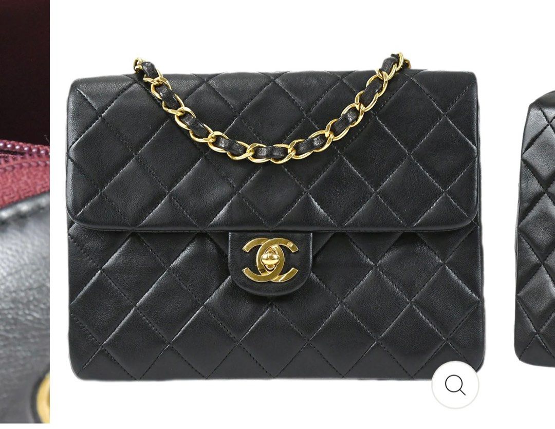 Vintage Chanel 1991-1994 Black Lambskin Classic Square Flap Bag 20, Luxury,  Bags & Wallets on Carousell