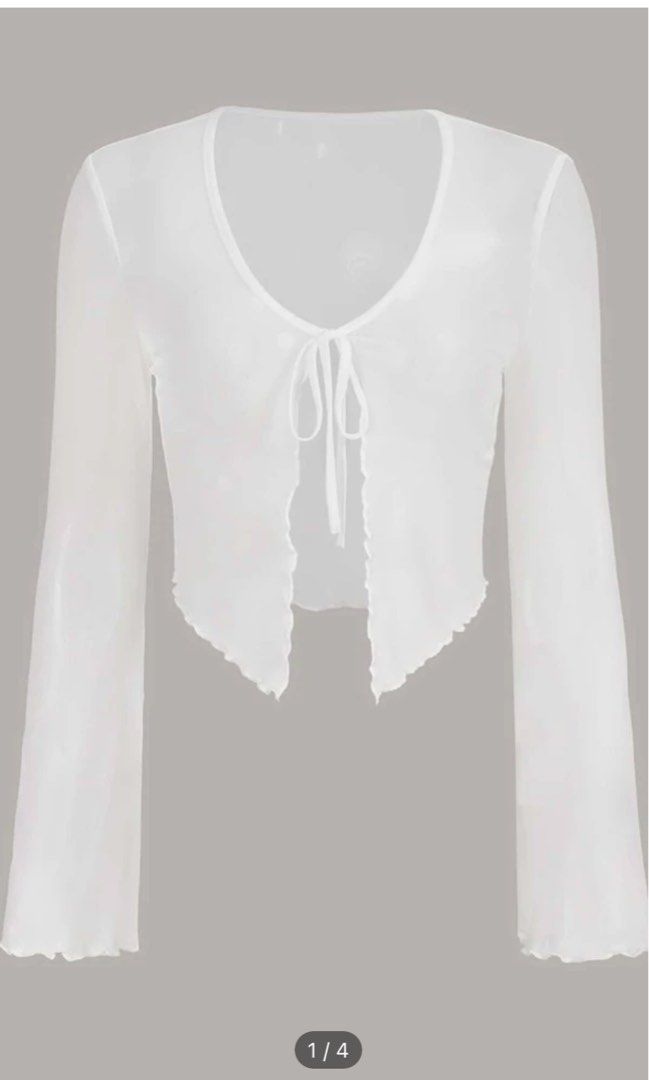 White mesh outerwear coverup Women s Fashion Coats Jackets and